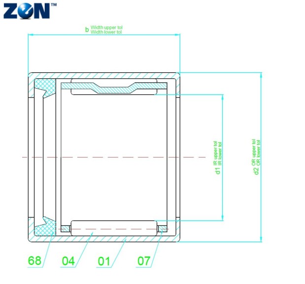 Douille à aiguilles HK2216-2RS ZEN - 22x28x14