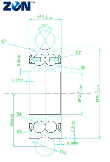 [LR5200KDDU] Galet de roulement LR5200-KDDU ZEN - 10x32x14