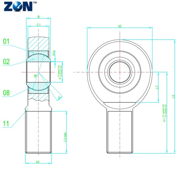 Embout à rotule GAR6-UK ZEN - 6x14x6