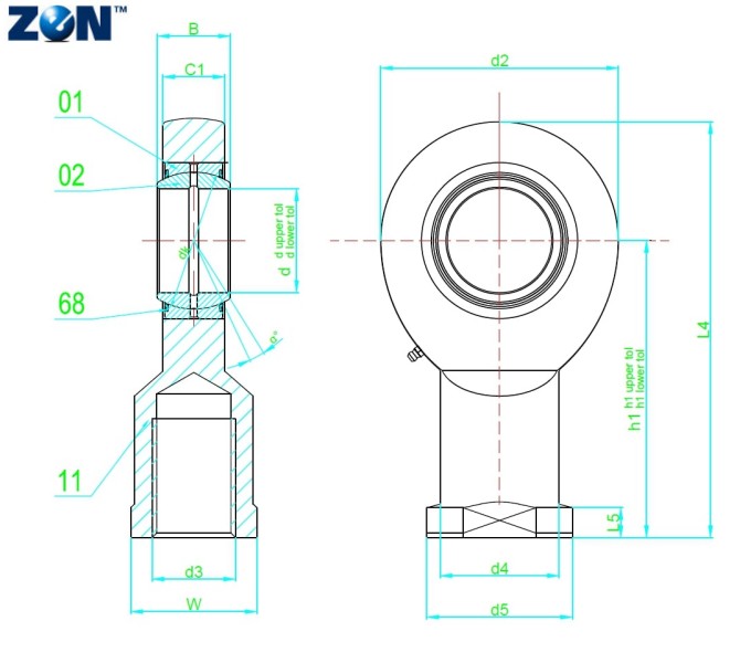 Embout à rotule GIR45-DO-2RS ZEN - 45x68x32
