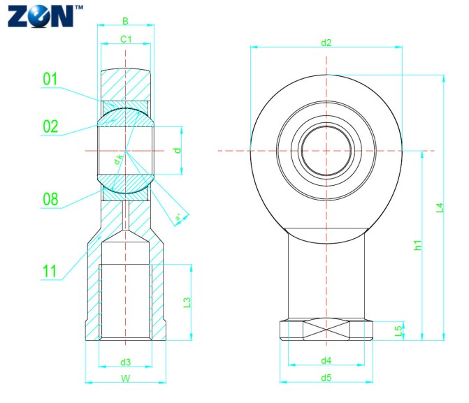 Embout à rotule GIR8-UK ZEN - 8x16x8