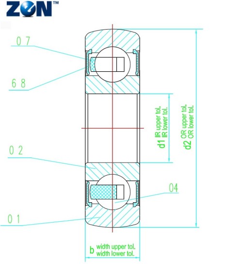 Galet de roulement LR203-KDDU ZEN - 17x47x12