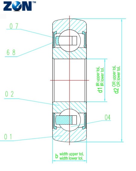 Galet de roulement LR5005-NPPU ZEN - 25x52x16