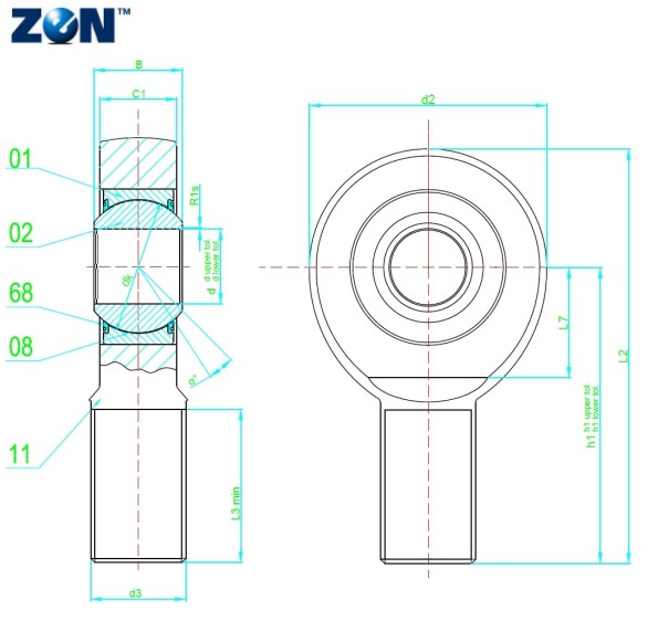 Embout à rotule GAR25-UK-2RS ZEN - 25x42x20