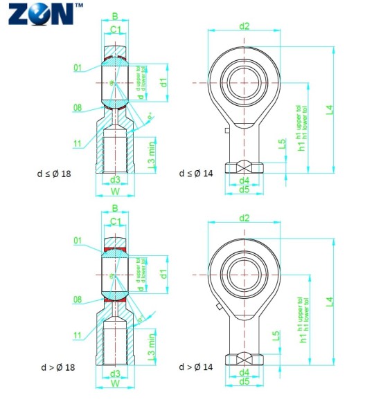 Embout à rotule GIKR10-PB ZEN - 10x22x14
