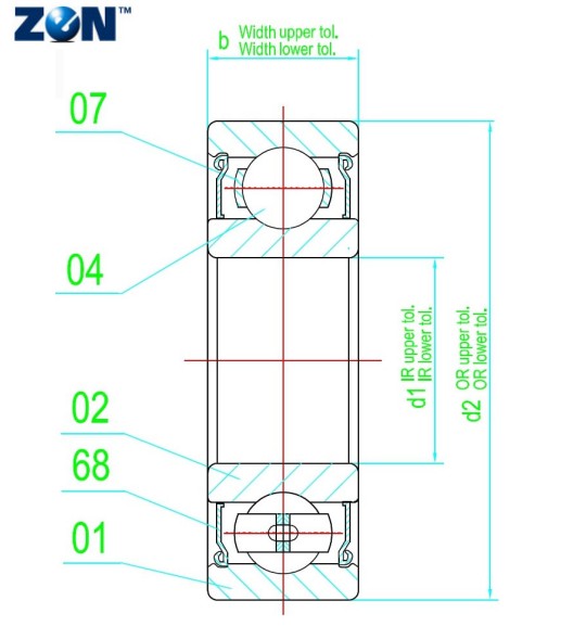Roulement à billes S6011-2Z ZEN - 55x90x18