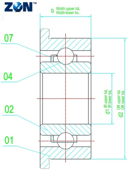 Roulement miniature métrique acier inox avec collerette SF683-2Z-C3 ZEN - 3x7x3