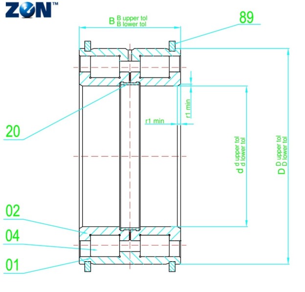 Roulements à rouleaux cylindriques NNF5018-2LSV-2NR-4 ZEN - 90x140x67