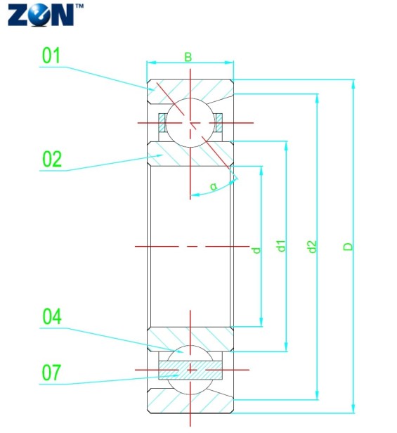 Roulements à section ultra mince KC050-AR0 ZEN
