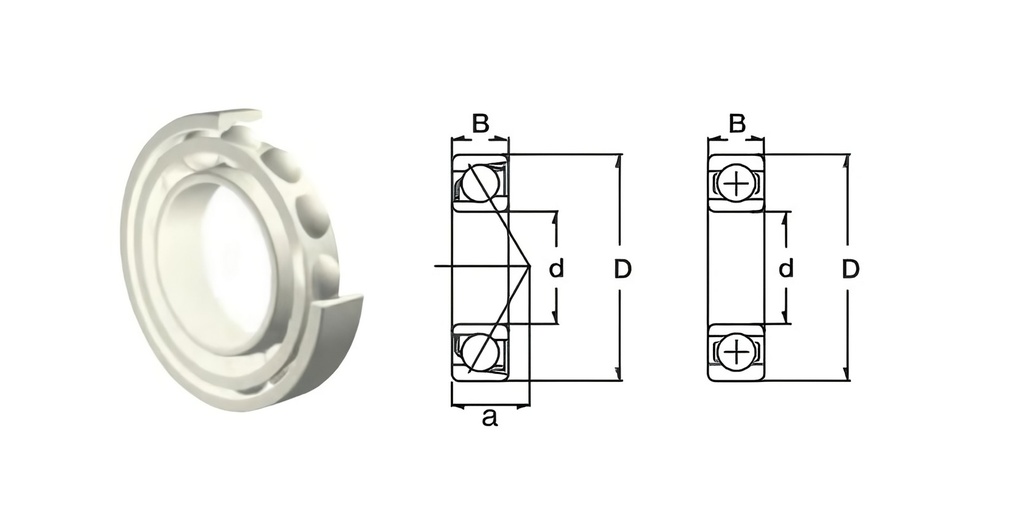 Roulement céramique 6208-CE-ZrO2-PTFE ZEN - 40x80x18