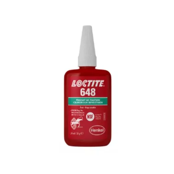 [1804413] LOCTITE 648 colle de fixation forte pour pièces cylindriques huileuses - Flacon de 24 ml