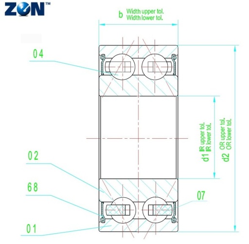 [3004B2RS] Roulement à billes à contact oblique 3004-B-2RS ZEN