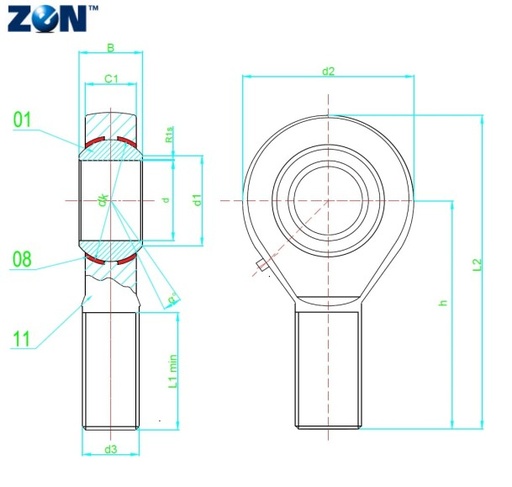 [GAKR22-PB] Embout à rotule GAKR22-PB ZEN