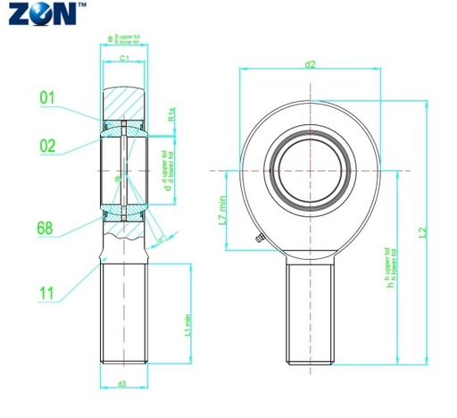 [GAL70-DO-2RS] Embout à rotule GAL70-DO-2RS ZEN