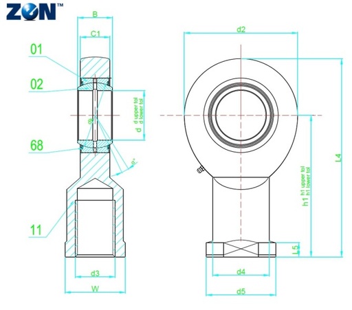 [GIL40-DO-2RS] Embout à rotule GIL40-DO-2RS ZEN