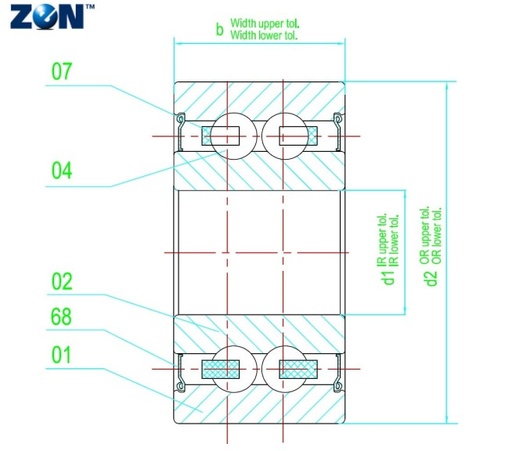[39102RS] Roulements à contact oblique 3910-2RS ZEN