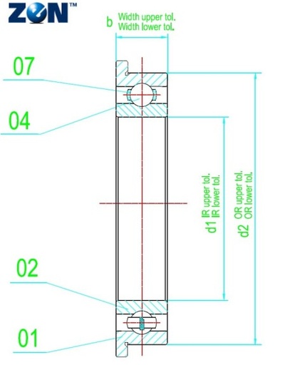 [F61906] Roulements à section mince avec collerette F61906 ZEN
